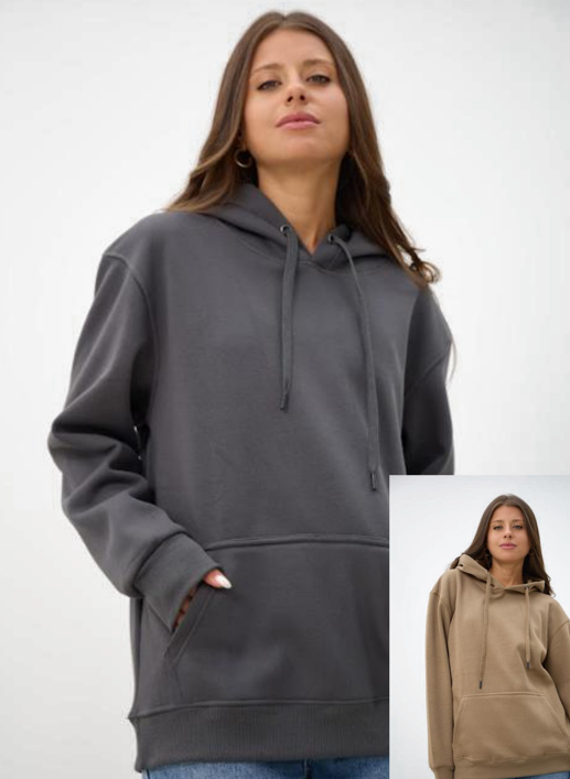 POLERON CANGURO OVERSIZE GRIS