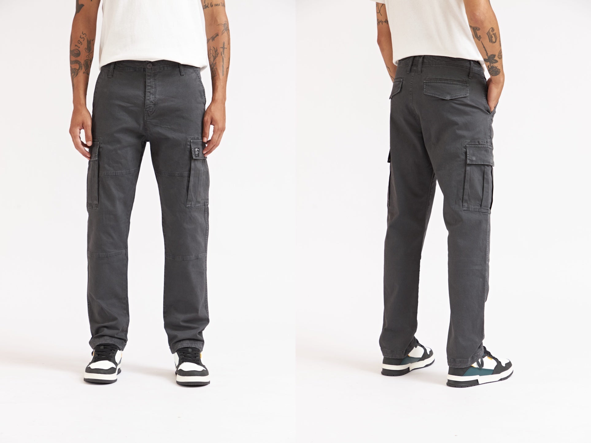 PANTALON CARGO GRIS CALCE REGULAR