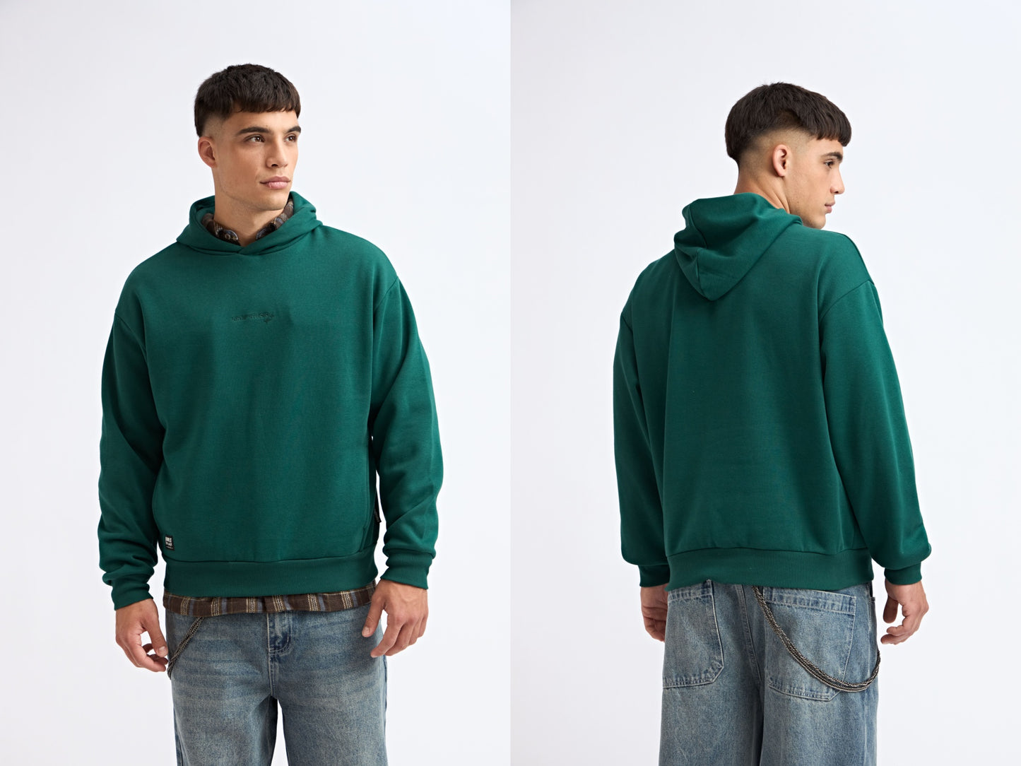 CANGURO VERDE OVERSIZE CON BORDADO Y BOLSILLOS LATERALES