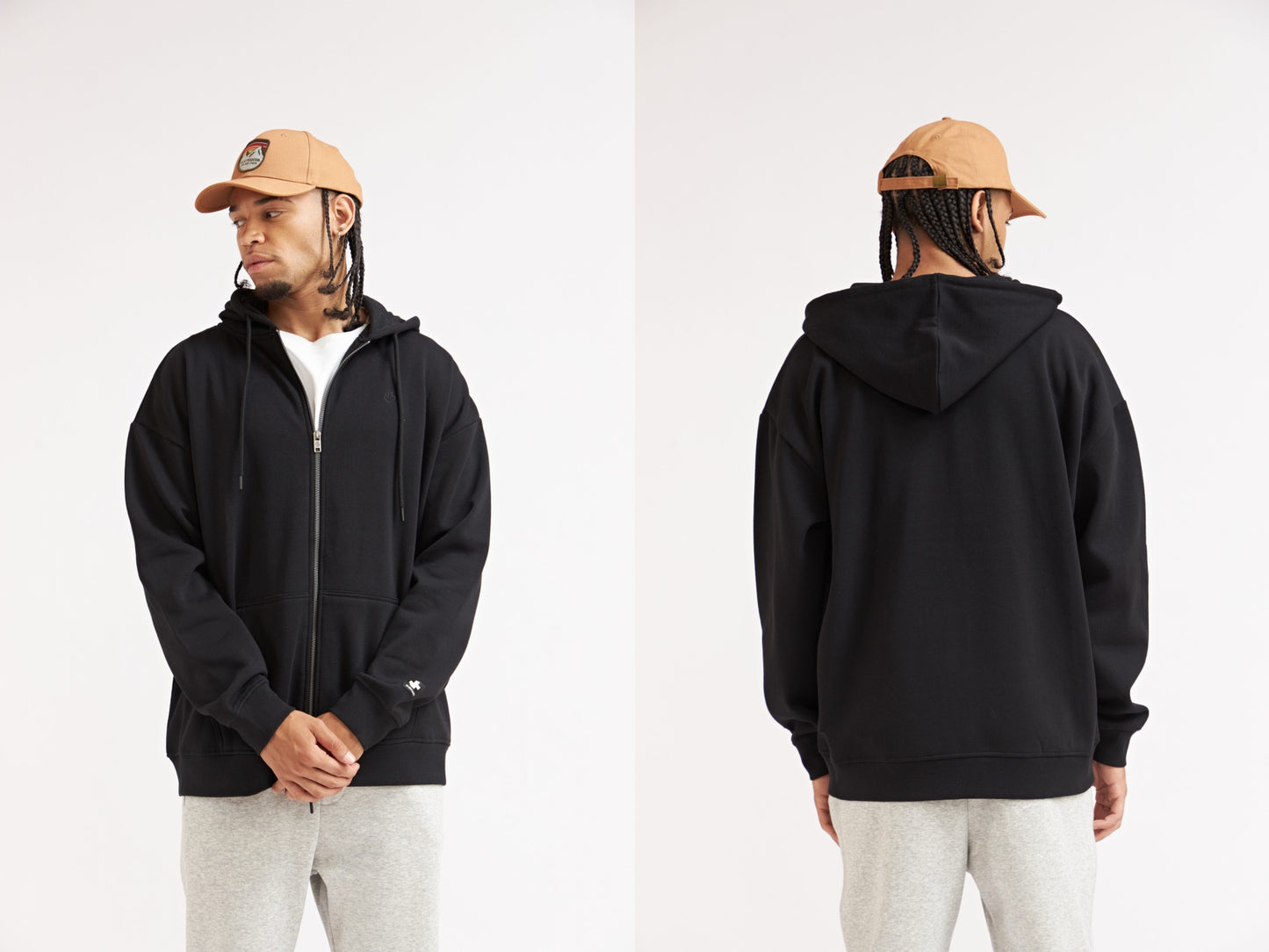 CHAQUETA NEGRA CON CIERRE OVERSIZE DE POLAR