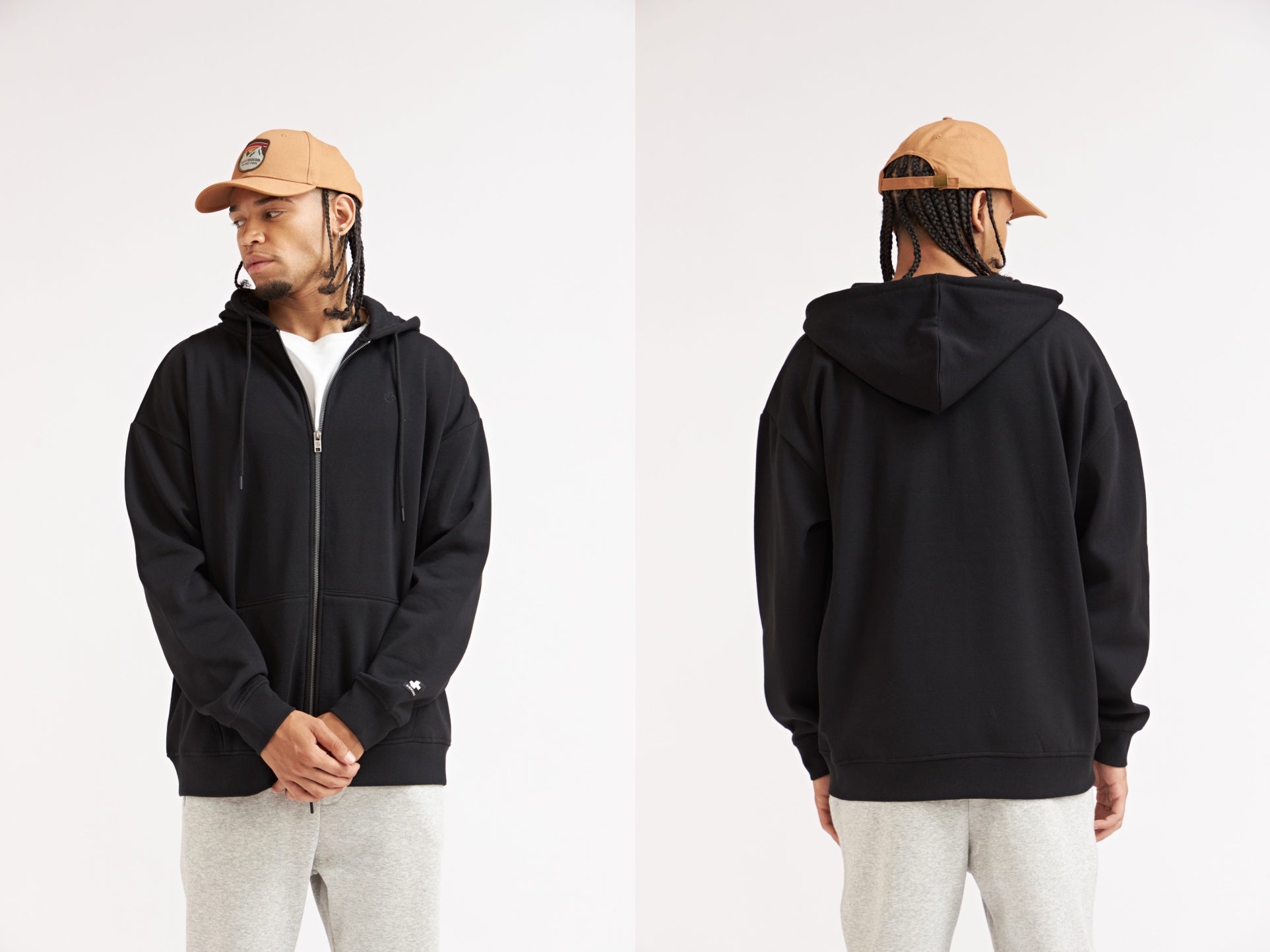CHAQUETA NEGRA CON CIERRE OVERSIZE DE POLAR