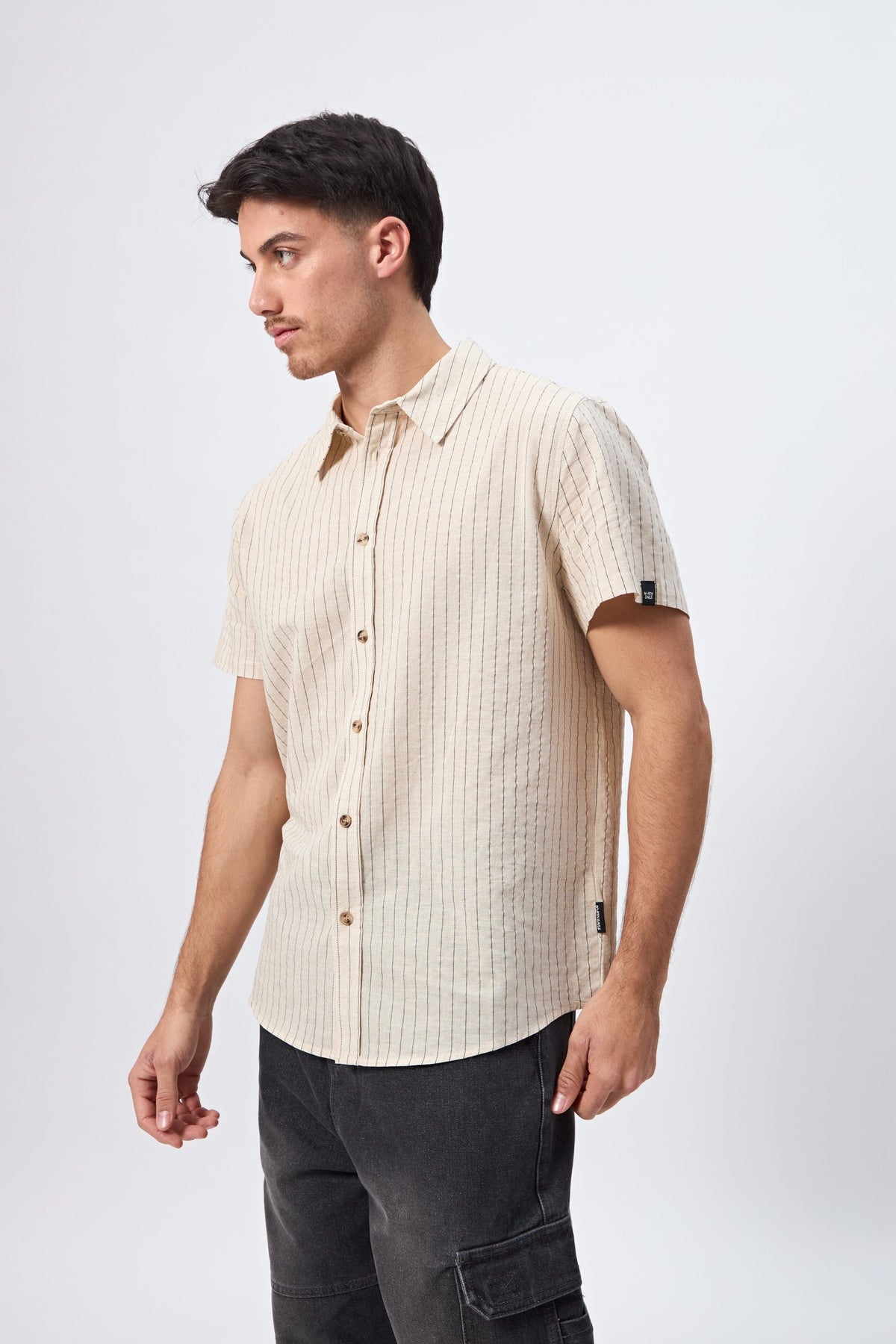 CAMISA RAYAS BEIGE